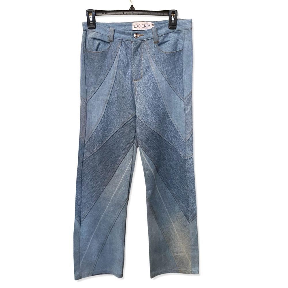 EB Denim patchwork jeans Vien Straight Leg Medium Wash pieced Revolve XS - Picture 5 of 12